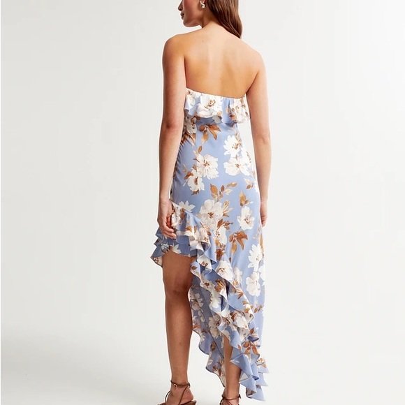 Abercrombie Women's Strapless Asymmetrical Ruffle High-Low Maxi - Picture 3 of 6